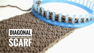 How to Loom Knit a Diagonal Infinity Scarf DIY Tutorial [upl. by Faro124]