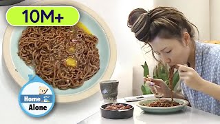 Hwasas Jjajang Ramyeon Mukbang Home Alone Ep 282 [upl. by Janka]