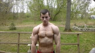 Young Zhredded Bodybuilder Zach Pumping and Flexing in the Yard [upl. by Moule206]