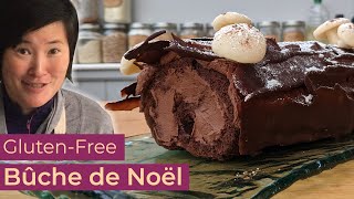 HoHoRICH Chocolate Buche Noel Cake  a Christmas Gluten Free Cake [upl. by Cutler]