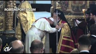 Pope Francis asks Patriarch Bartholomew I to bless him and “the Church of Rome” [upl. by Annahsor]