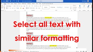 How to Select all Text with similar formatting inc highlighted text in a Word document [upl. by Nayrbo367]