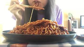 ASMR Black Bean RamenJajangmyeon  Peachy Panda  Mukbang 먹방 [upl. by Amron]