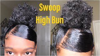 High Swoop Sleek Bun tutorial  Natural Hair [upl. by Knowling322]