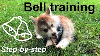 How we trained our puppy to ring a bell to go outside Pomsky dog training [upl. by Yeliab]